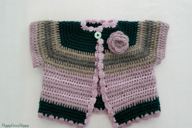 Big girl crochet cardi with flower